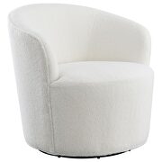 Upholstered swivel barrel chair in white faux sheep skin main photo