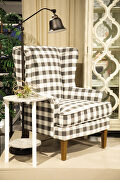 Large gingham plaid upholstery accent chair