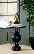 Black stain wood finish round pedestal accent table main photo