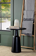 Black stain finish wood round accent table main photo