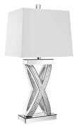 White and mirror finish table lamp with square shade main photo
