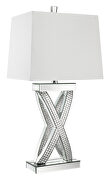 White and mirror finish table lamp with square shade