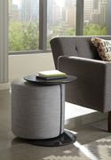 Accent table w/ gray woven fabric ottoman