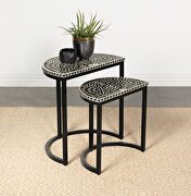 2-piece demilune nesting table black and white