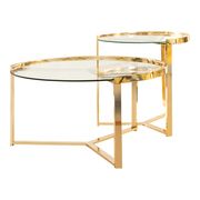 2pc nesting table in gold metal / glass top main photo