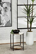 Round accent table with marble top white and gunmetal main photo