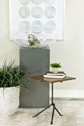 Dark brown and gunmetal finish square accent table with tripod legs main photo
