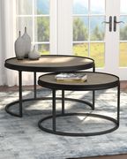 Black trim / elm top industrial look nesting coffee table