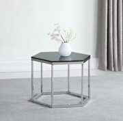 CS148 Black tempered glass top and stainless steel base accent table