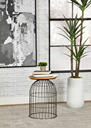 Round accent table with bird cage base natural and gunmetal main photo