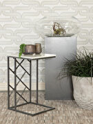 G936025 Accent table with marble top white and gunmetal finish base