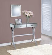 Clear mirrored panels console table w/ 2 drawers main photo