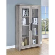 Distressed gray curio cabinet