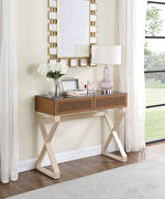 Rose gold mirror top and metal frame finish console table main photo