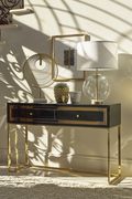 Glam style black / gold metal console table main photo