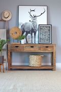Console table in natural sheesham wood main photo
