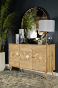Solid mango wood three door accent cabinet in a natural finish main photo