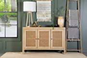 Natural finish wood rectangular 3-door accent cabinet main photo