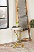 Round accent table with marble top white and antique gold main photo