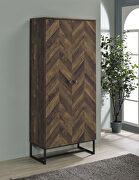Rustic oak and gunmetal finish two door accent cabinet main photo