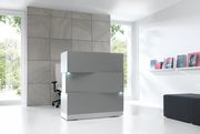 Contemporary vertical reception desk in aluminum gray main photo