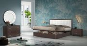 Wenge / white contemporary style bed w/ storage platform