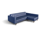 Contemporary tufted sectional sofa in prussia blue leather
