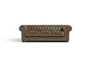 Brown leather tufted classic design sofa main photo