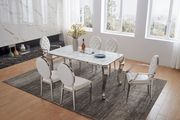 Marble top modern dining table w/ chrome legs