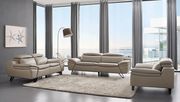 Light gray modern leather 3pcs living room set