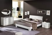 White contemporary low-profile platform bed main photo