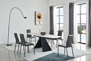 X-shape base dining table w/ extension marble top main photo