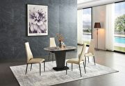 Gray taupe marble top dining table w/ extensions