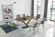 Contemporary style dining table w/ golden marble top main photo