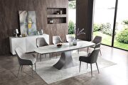 Top marble-like rounded ceramic table w/ extension main photo