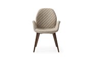 Contemporary chair in taupe / beige fabric w/ walnut legs main photo