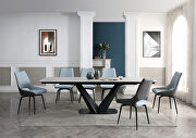 E9189 (Blue) Extension ceramic top dining table w/ black base