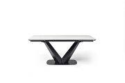 Extension ceramic top dining table w/ black base main photo