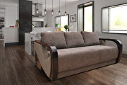 Curved arms sofa bed w/ storage