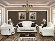 Royal traditional style couch in full white leather main photo