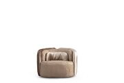 European designer light brown / beige fabric chair