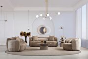 European designer light brown / beige fabric sofa main photo