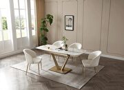 E109 (Golden / White) White matte finish extension dining table
