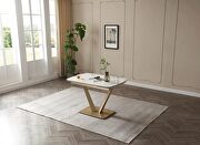 E109 (Golden / White) White matte finish extension dining table