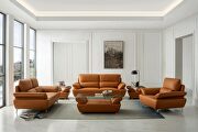 Orange leather stylish modern low-profile sofa main photo