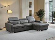 Contemporary gray  leather sectional w/ bed main photo