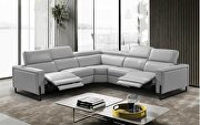 Contemporary modular style light gray leather recliner sectional