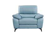 Blue leather electric recliner chair main photo