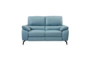 Blue leather electric recliner loveseat