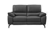 Gray leather electric recliner loveseat main photo